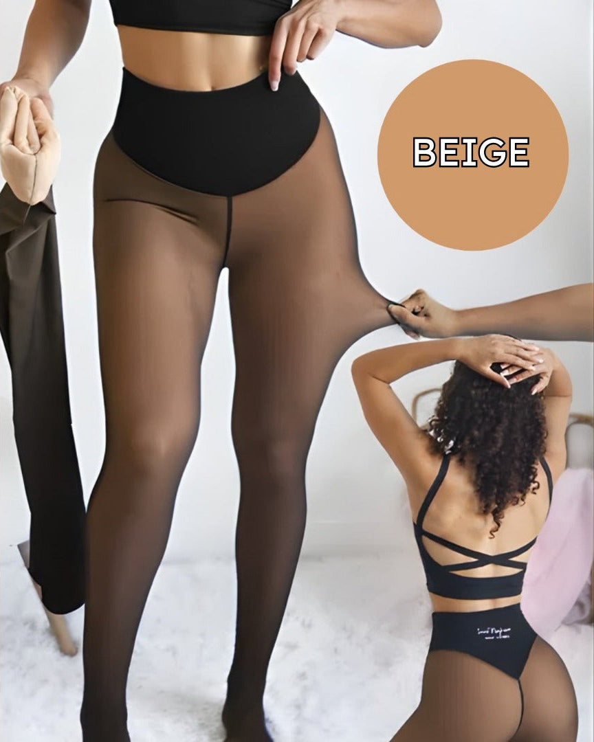 Leggings Transparentes Térmicos con Forro Polar y Control de Abdomen