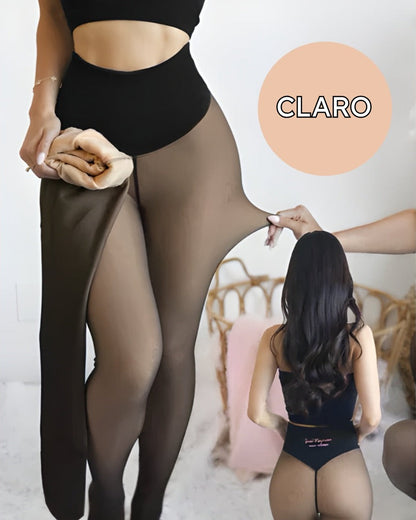 Leggings Transparentes Térmicos con Forro Polar y Control de Abdomen