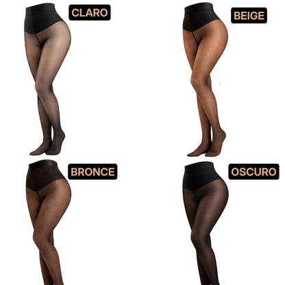 Leggings Transparentes Térmicos con Forro Polar y Control de Abdomen