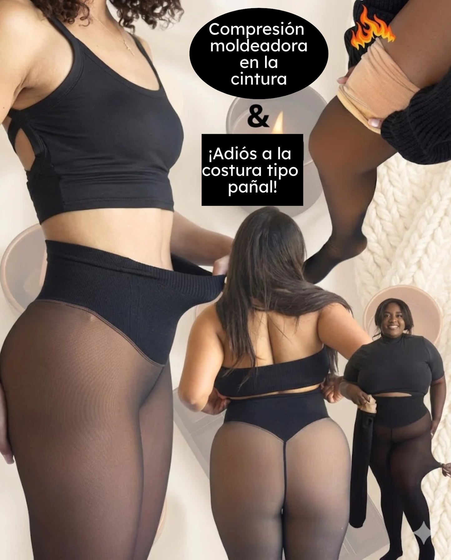 Leggings Transparentes Térmicos con Forro Polar y Control de Abdomen