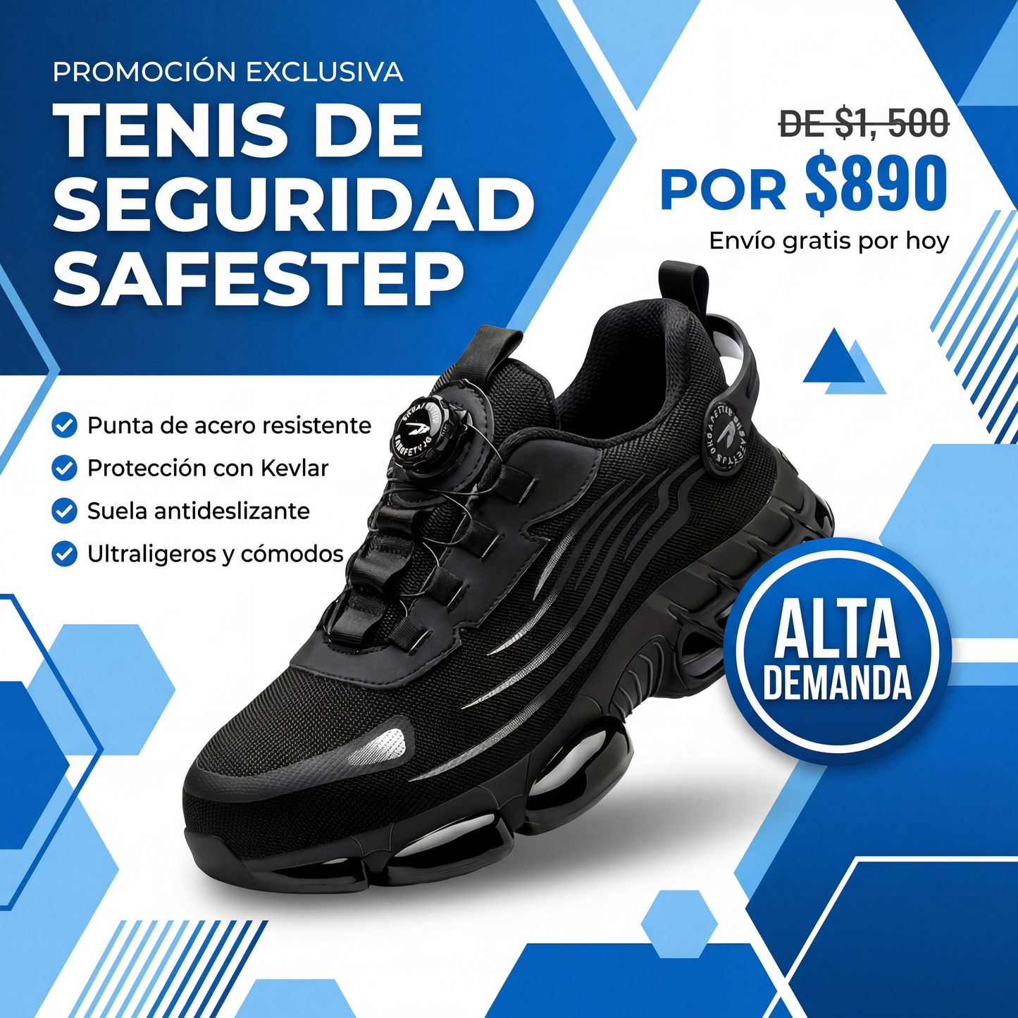 Tenis de Seguridad Ultraligeros SafeStep - Puenta de Acero